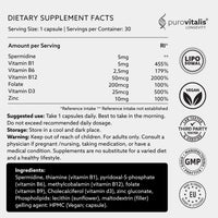 PUROVITALIS Spermidine Fusion 5mg, 30 Servings (30 Vegan Capsules), with Zinc, Vitamin D3 & B12, Anti-ageing Supplement
