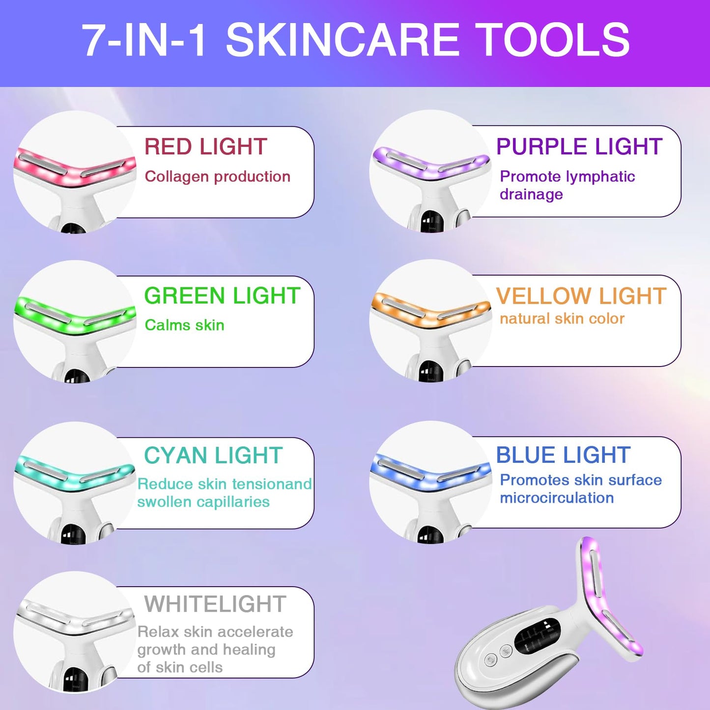 DOOCECIY 7 Modes Facial Massager Face Lifting Device, Lymphatic Drainage Massager Face Skin Tightening Machine