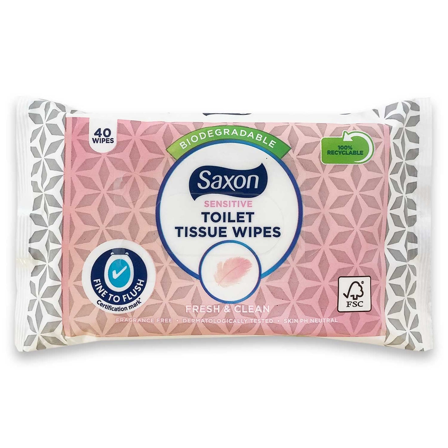 Aldi Toilet Tissue Wipes Biodegradable, Normal/Sensitive, Fresh and Clean with Micellar Water - Fine To Flush (3 Pack - 120 Wipes) (Sensitive)