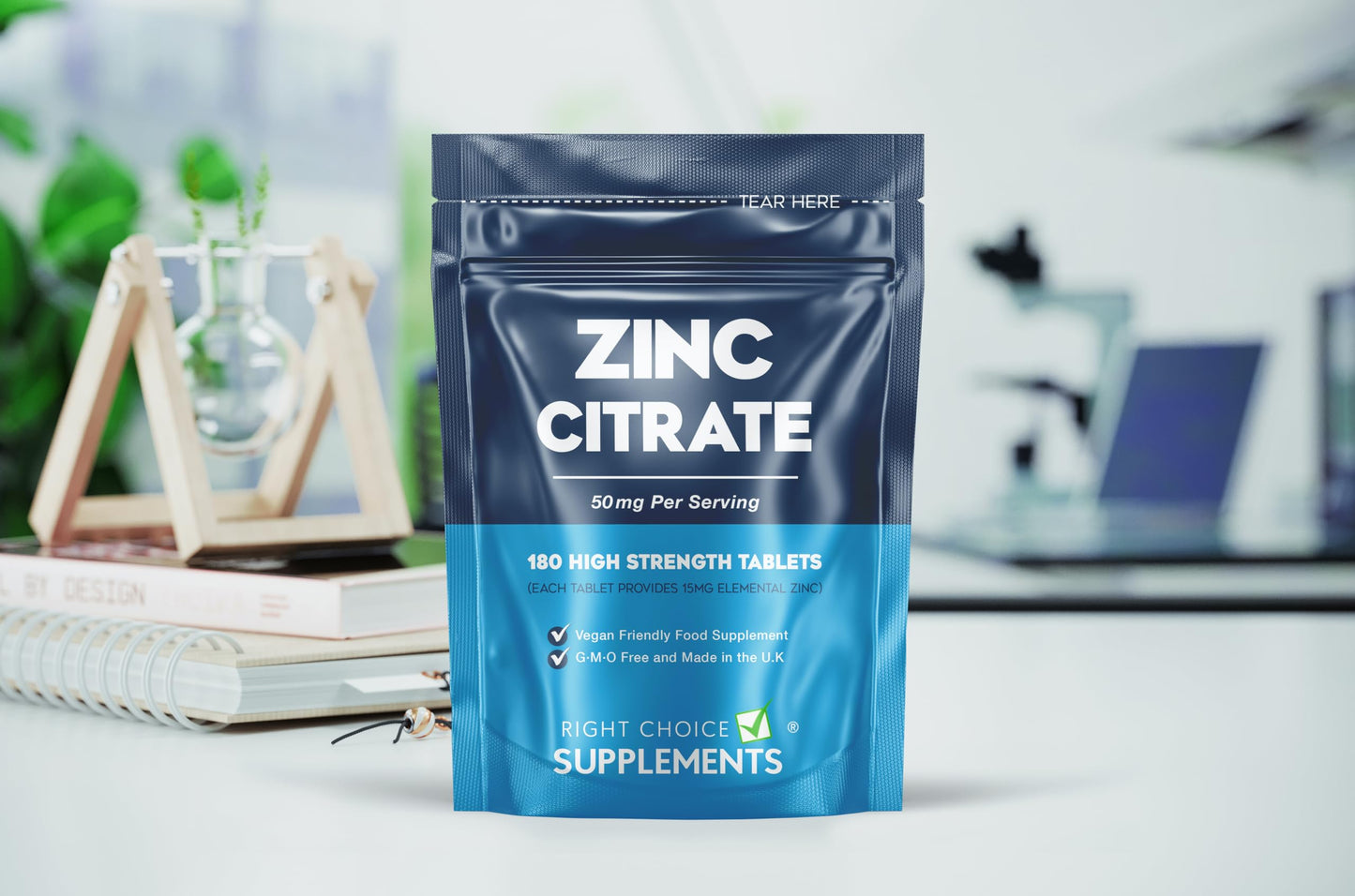 Right Choice Supplements Zinc Citrate 50mg Tablets – 180 High Strength Vegan Tablets (6 Months Supply) – Highly Absorbable Zinc Supplements for Maintenance of Normal Immune System, Bones, Hair, Skin & Nails – Made in UK