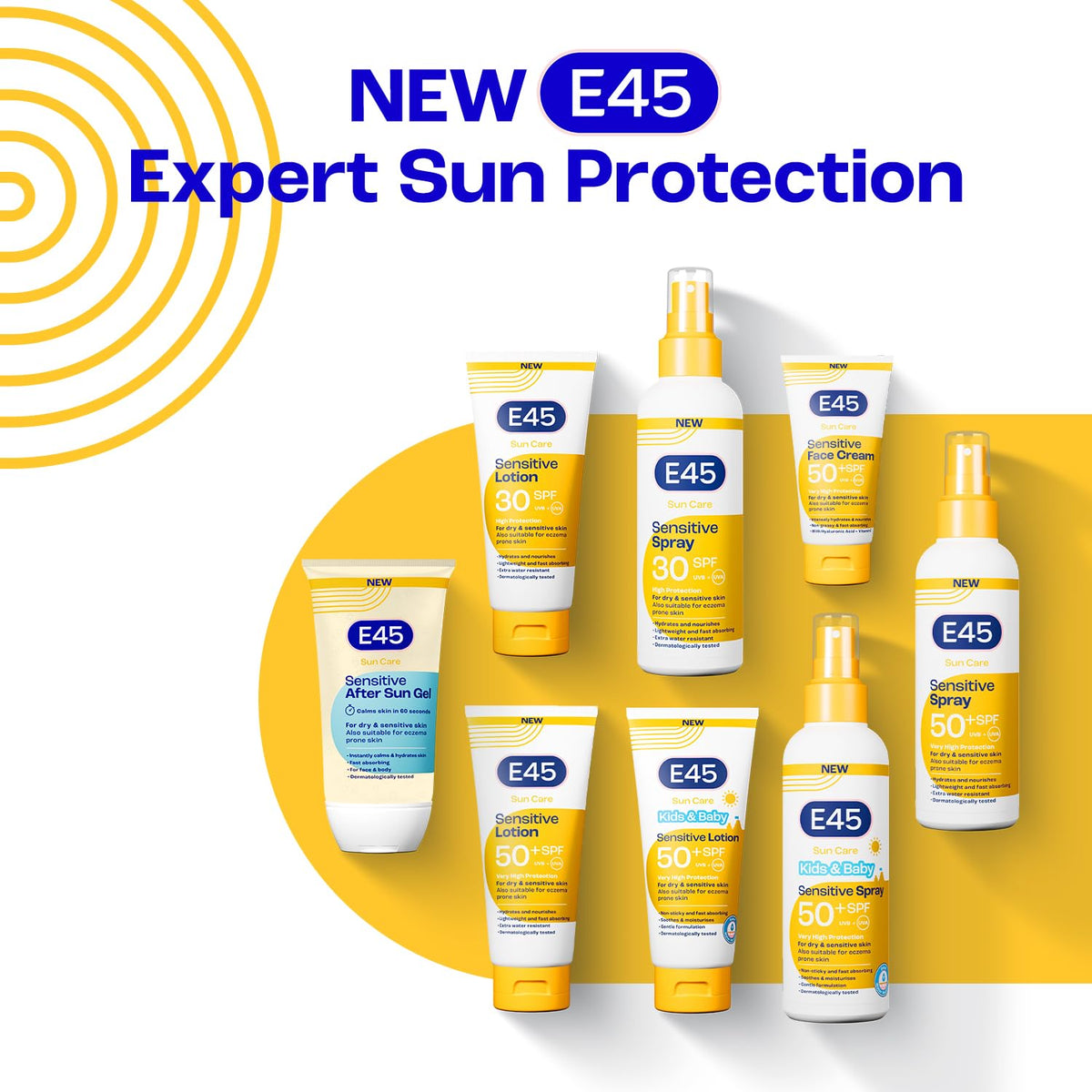 E45 Kids & Baby Sun Face & Body Lotion for Sensitive Skin. Gentle Sun Cream with very high SPF 50+ plus UVA & UVB protection. With Avocado Oil. For Dry Skin, Sensitive Skin & Eczema Prone Skin -180 ml