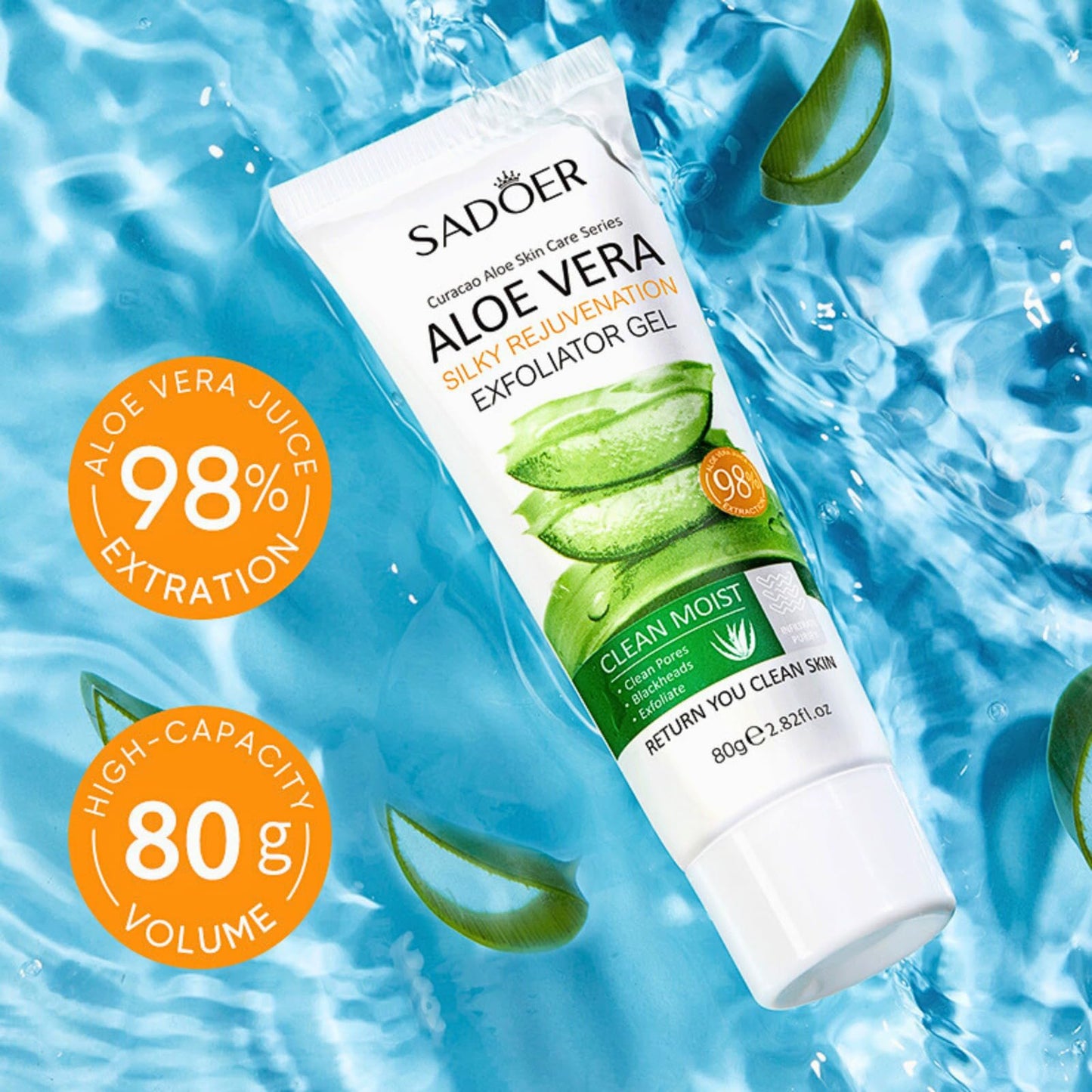 Trendyfave 2PCS Aloe Vera Purifying Exfoliating Gel, Face Scrub Exfoliator With Aloe Vera Gel, Aloe Silky Peeling Gel, Gentle Exfoliating, Exfoliating Face Wash, Exfoliating Gel For Dark Neck, Face&Body