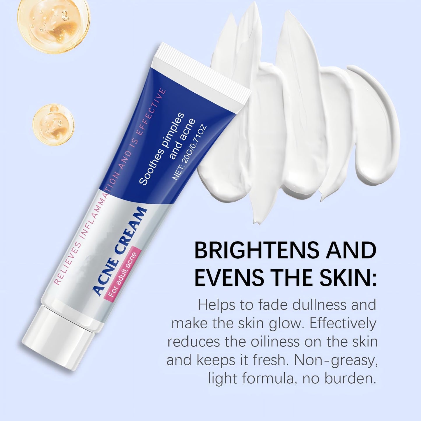 Dabacc Acne Treatment Cream, 40ml Pimple Cream with S-alicylic acid, Fast Acting Spot Treatment for Face, Spot C/ream Reduces Blemishes & Breakouts, Gentle Skin Care for All Skin Types