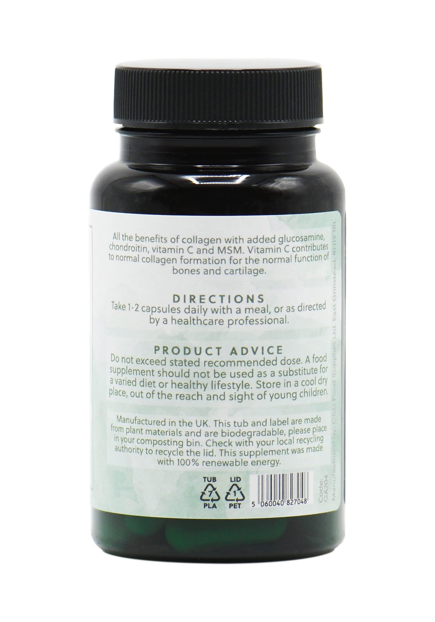 Collagen Extra Capsules | Marine Collagen with Glucosamine, Chondroitin & Vitamin C | Hydrolysed Marine Collagen | 60 Capsules | G&G Vitamins