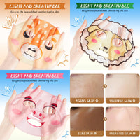 CTUBLIAUNX 7 Sheet Face Masks, Face Masks Skincare, Face Mask Set Anti Wrinkle & Anti Age, Facial Masks Reduces Dullness & Fine Lines, Moisturizing Face Mask with Animal Patterns for Women