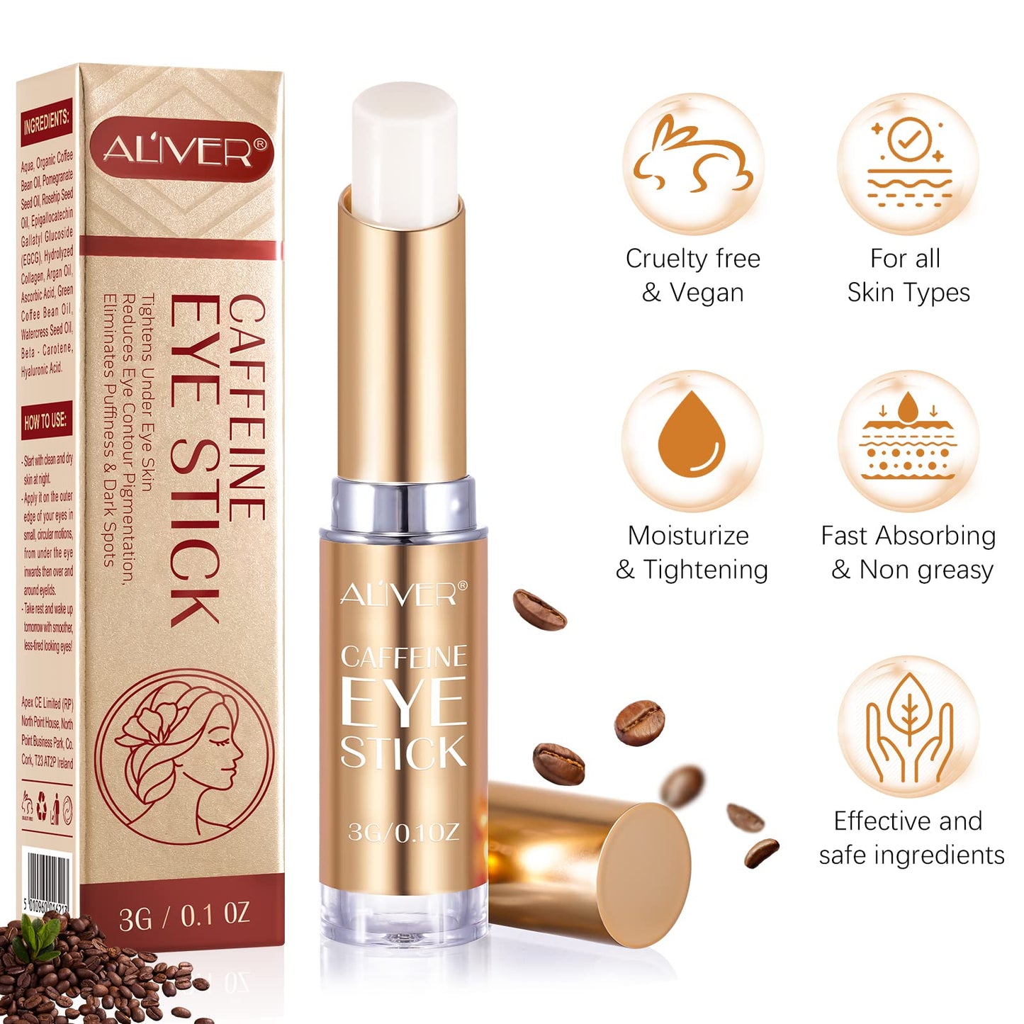 Generic Retinol Eye Stick, Eye Cream For Dark Circles And Eye Puffiness, Hydrates, Firms, Brightens, Fine Lines, For All Skin Types 3G (Caffeine)