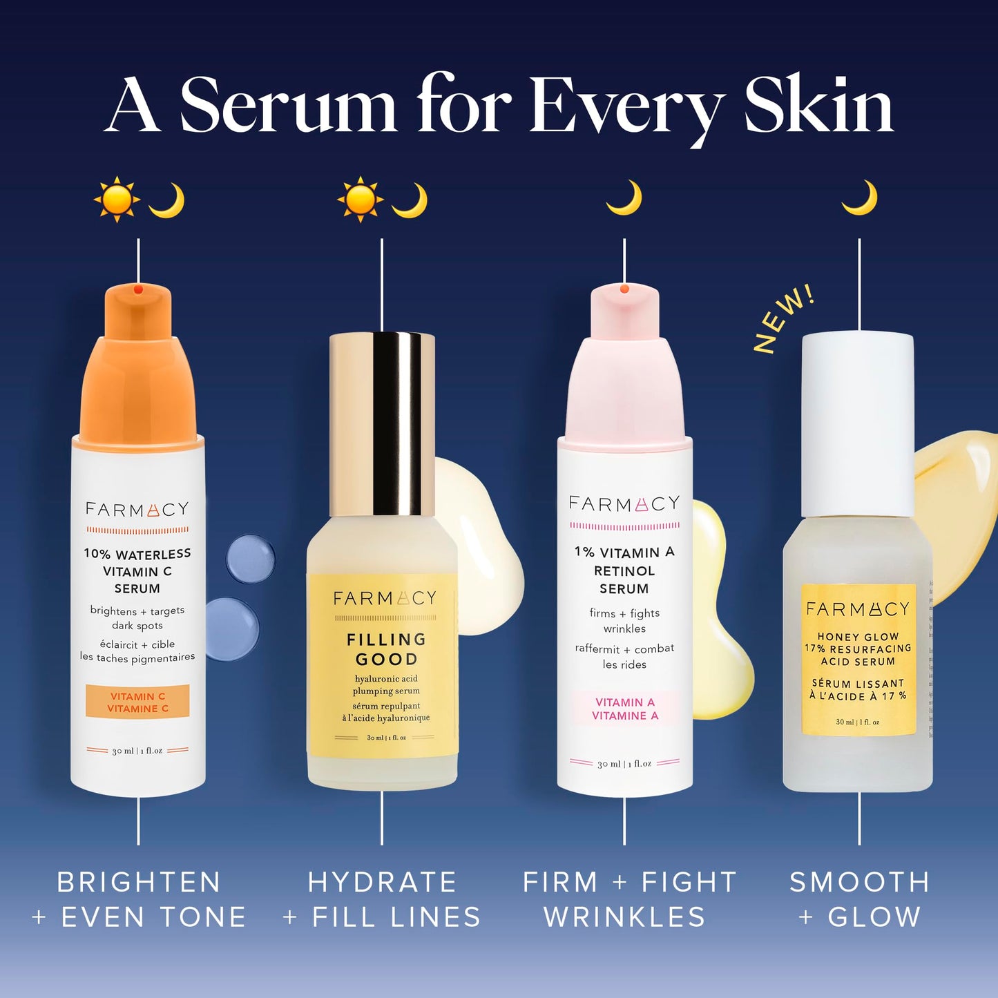 Farmacy Honey Glow 17% AHA & BHA Resurfacing Night Serum - Facial Serum with Hyaluronic Acid - Reduces Fine Lines & Pores (30ml)