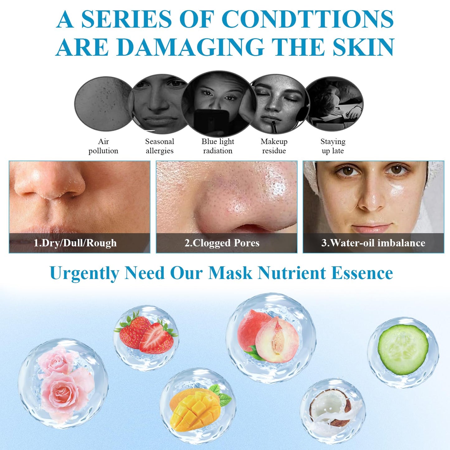 Katslyn 12PCS Face Masks Skincare Set,Daily Care Face Sheet Mask,Organic Face Mask Set,Hydrating&Soothing Facial Mask,Face Masks Beauty,Hydrating,Moisturizing,Soothing and Repairing,for All Skin Types