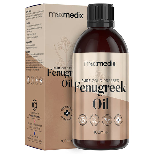 Fenugreek Oil 100ml - Pure Cold Pressed Fenugreek Extract Oil For Skin, Body, Nails & Hair - Fenugreek Essential Oil For Beard growth, Hair Growth & Toned Skin - Vegan Friendly - For Both Women & Men