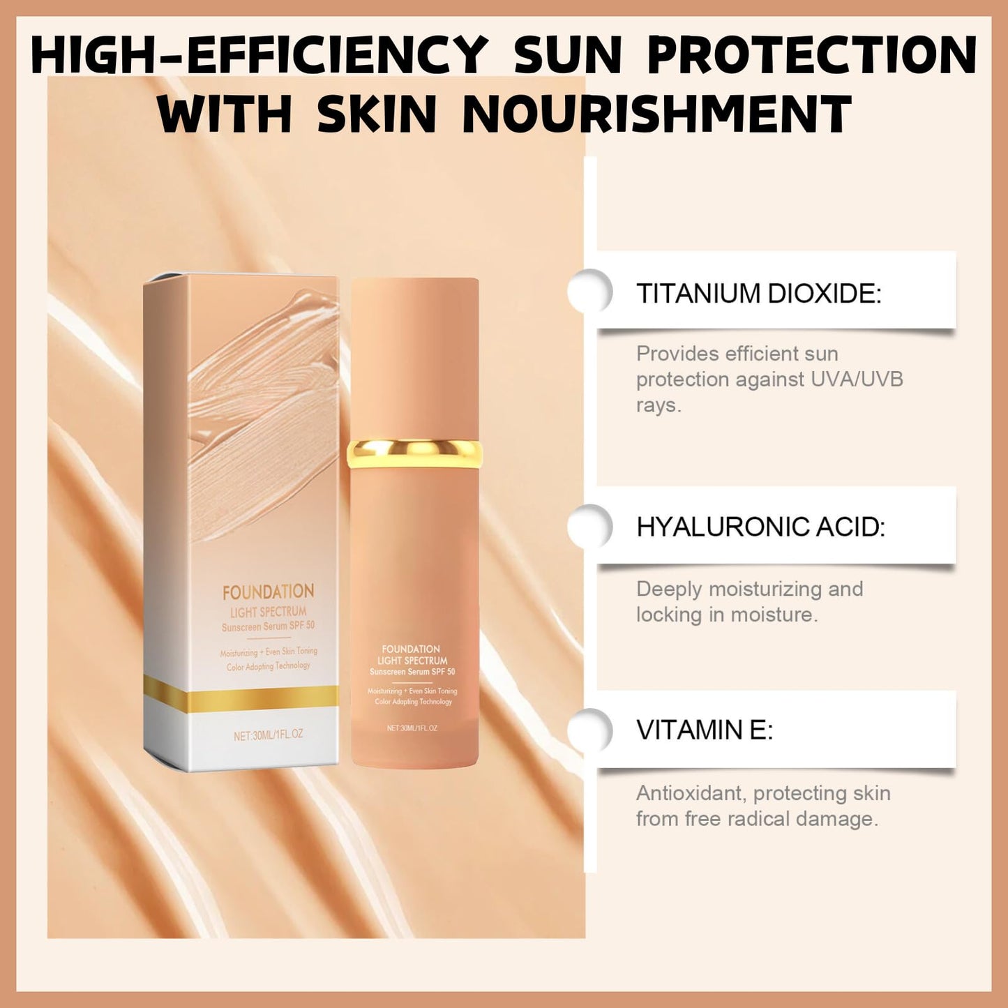 2pcs Bio-Mimic Foundation 4 In 1 Liquid Foundation Moisturizing Full Coverage Spf 50+ Lasting Wear Anti Pollution Face Foundations Bio-mimic Light Foundation Waterproof Colour Changing Foundation