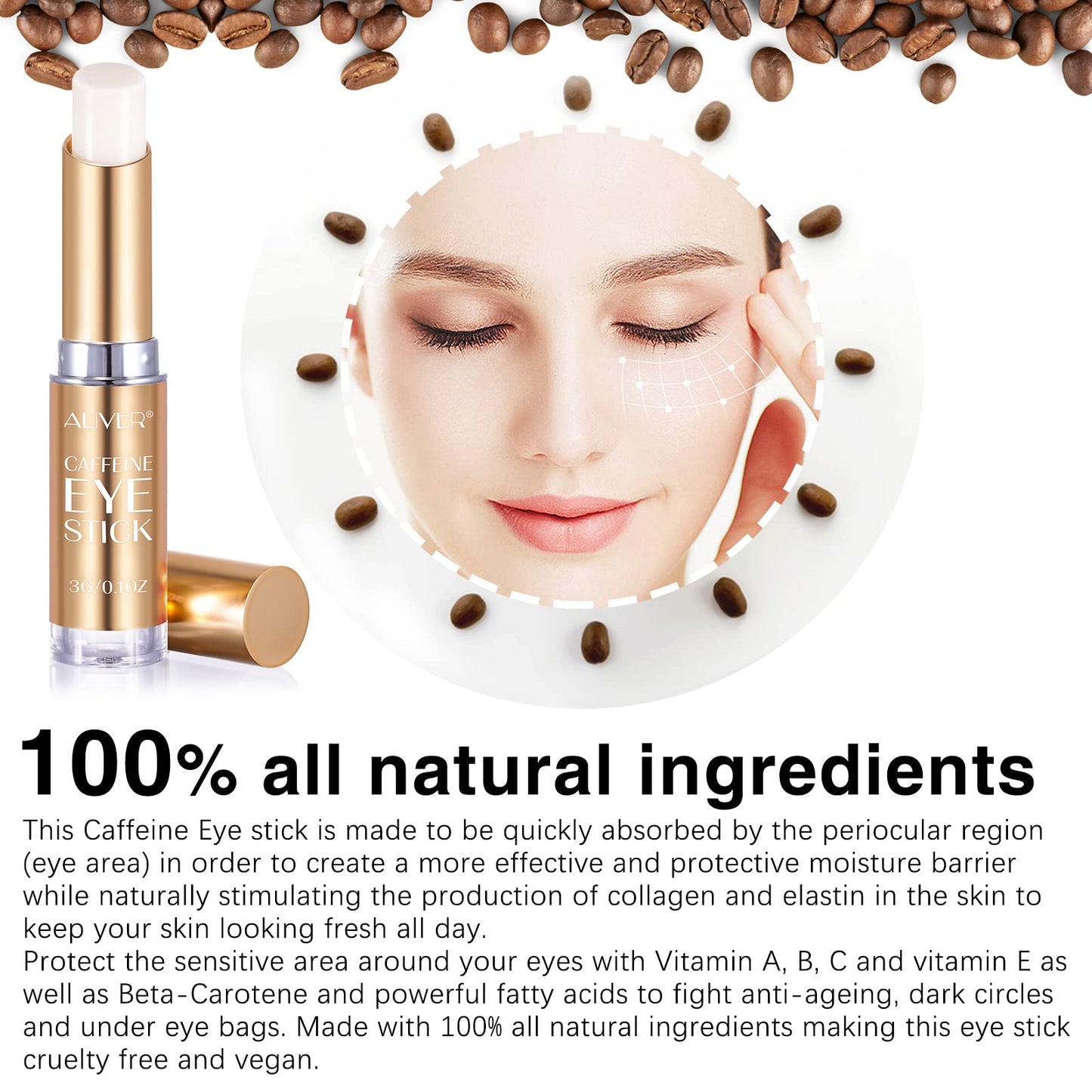 Generic Retinol Eye Stick, Eye Cream For Dark Circles And Eye Puffiness, Hydrates, Firms, Brightens, Fine Lines, For All Skin Types 3G (Caffeine)
