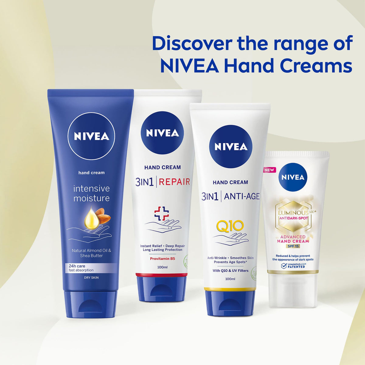 Beiersdorf NIVEA 3in1 Q10 Anti-Age Care Hand Cream (100ml), Moisturising Hand Cream Reduces the Appearance of Wrinkles with Q10 and UV Filters, NIVEA Hand Cream for 24 Hour Moisture