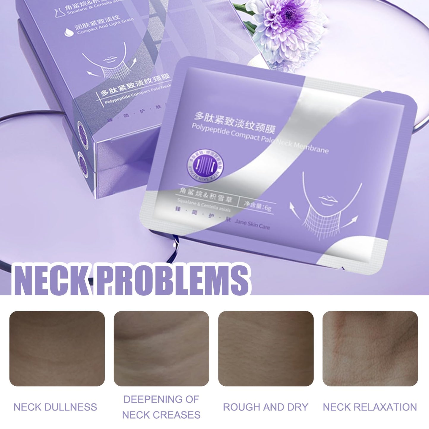 GMHLLES 7Pcs Squalane Collagen Neck Mask Double Chin Lifting Mask Set Include 2 V-Face Masks Anti-Wrinkle Patches, Hydrating and Firming Skin,Girls’ Birthday Gifts, Mother’S Day Gifts