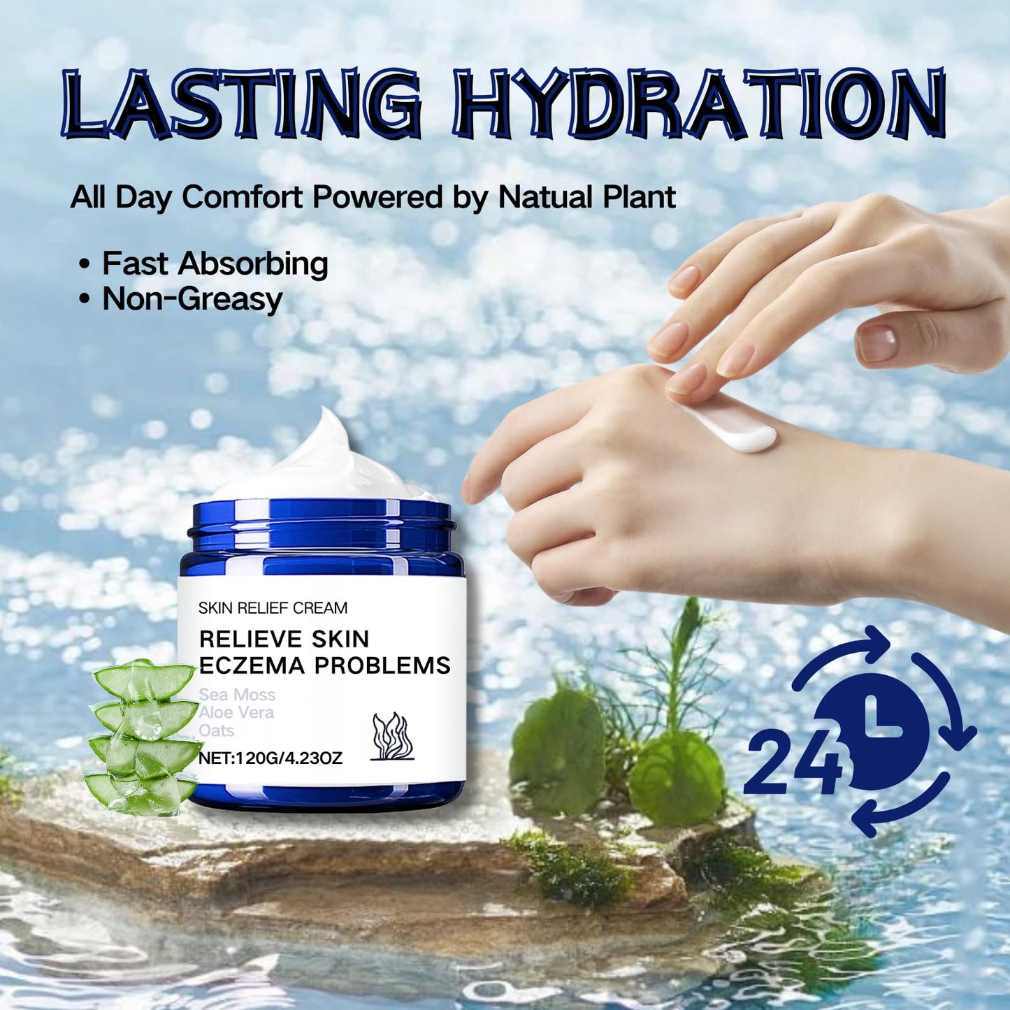 IZBEAUVO Sea Moss Skin Care Cream,Body & Face Moisturizer Cream 120G, Relief Intense Moisturizing Repair Cream, Hydrating Moisturiser For Dry Skin, Moisturiser Body Skin Repair Cream for Repairing & Barrie
