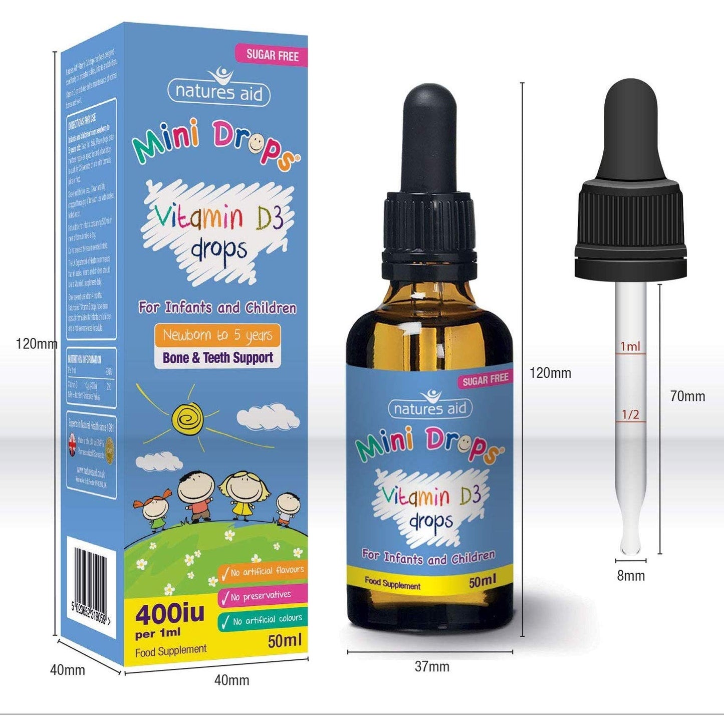 (3 PACK) - Natures Aid - Vitamin D3 400iu Drops | 50ml | 3 PACK BUNDLE