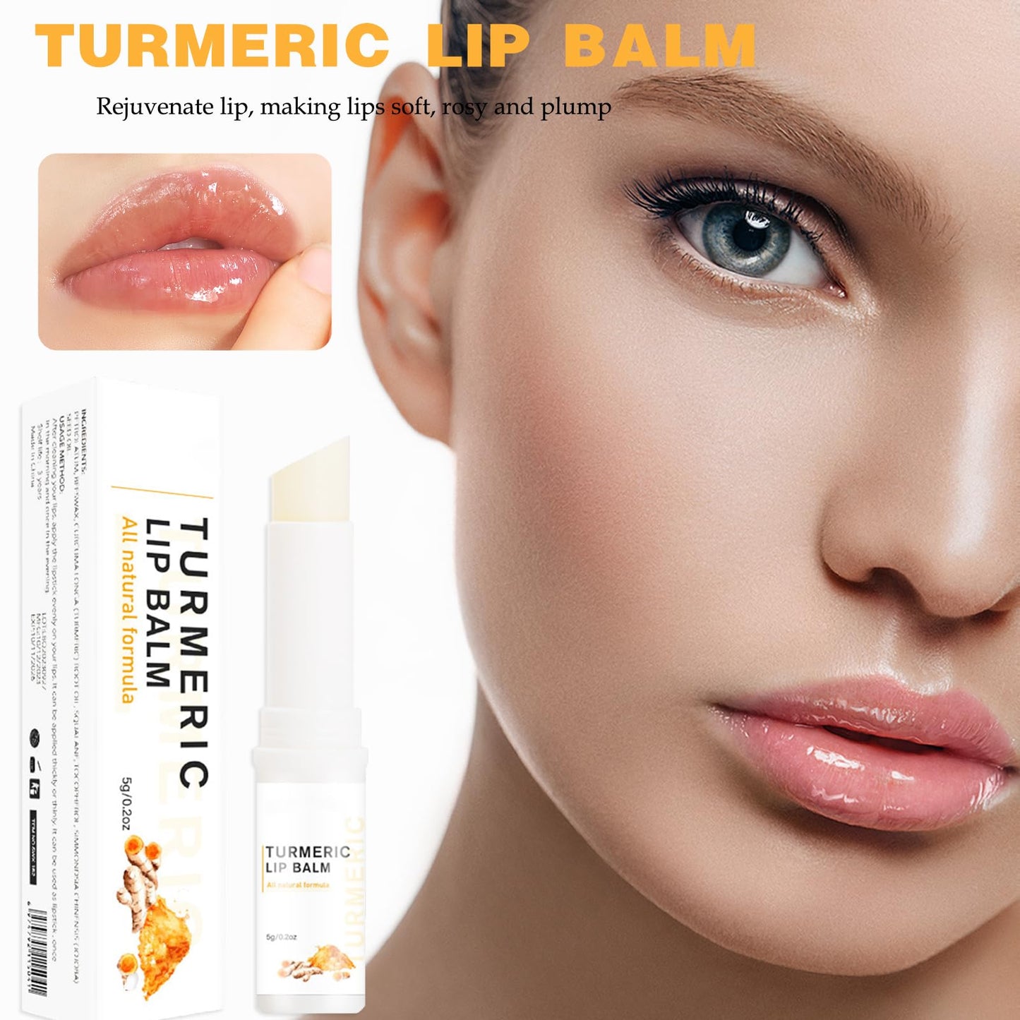 LUMKMAS Lip Lightening For Dark Lips, Turmeric Lip Balm Hydrating & Brightening Dark Lips, Moisturizing Cream Balm Lips Pink Bleaching, Daily Lip Care Balm, Repair Cracked Chapped Dry Lips