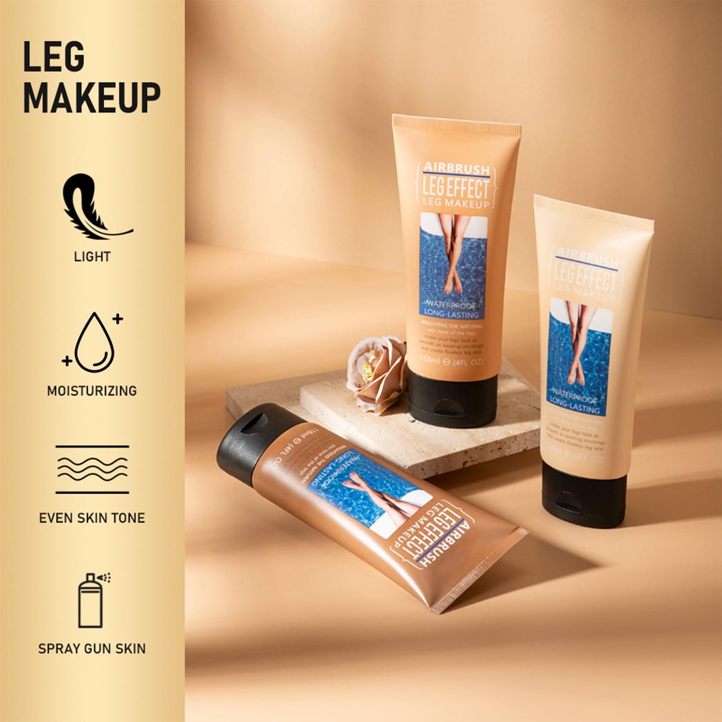 Leg Makeup To Cover Veins, Self Tanning Lotion, Gradual Tan Moisturiser, Body Makeup, Skin Firming Body Cream | Lightweight, Waterproof Formula | Long-Lasting Tan & Even Skin Tone