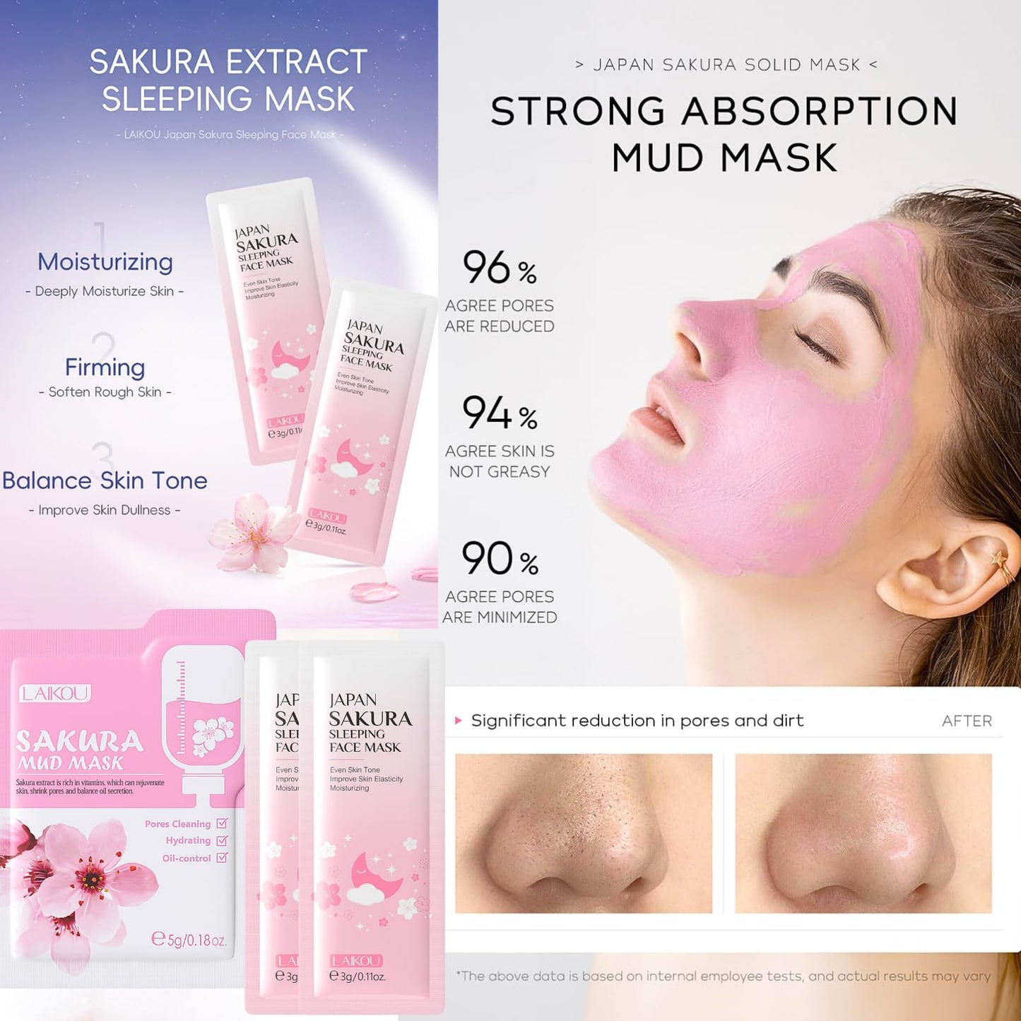 IZBEAUVO Sakura Skin Care Sets & Kits, Girls Pamper Set, Face Care Sets For Women, Teenage Girls Gifts - Cleanser, Serum, Eye Cream, Face Cream, Hand Cream, Sleeping Mask, Mud Mask - Japanese Skincare, 20PCS