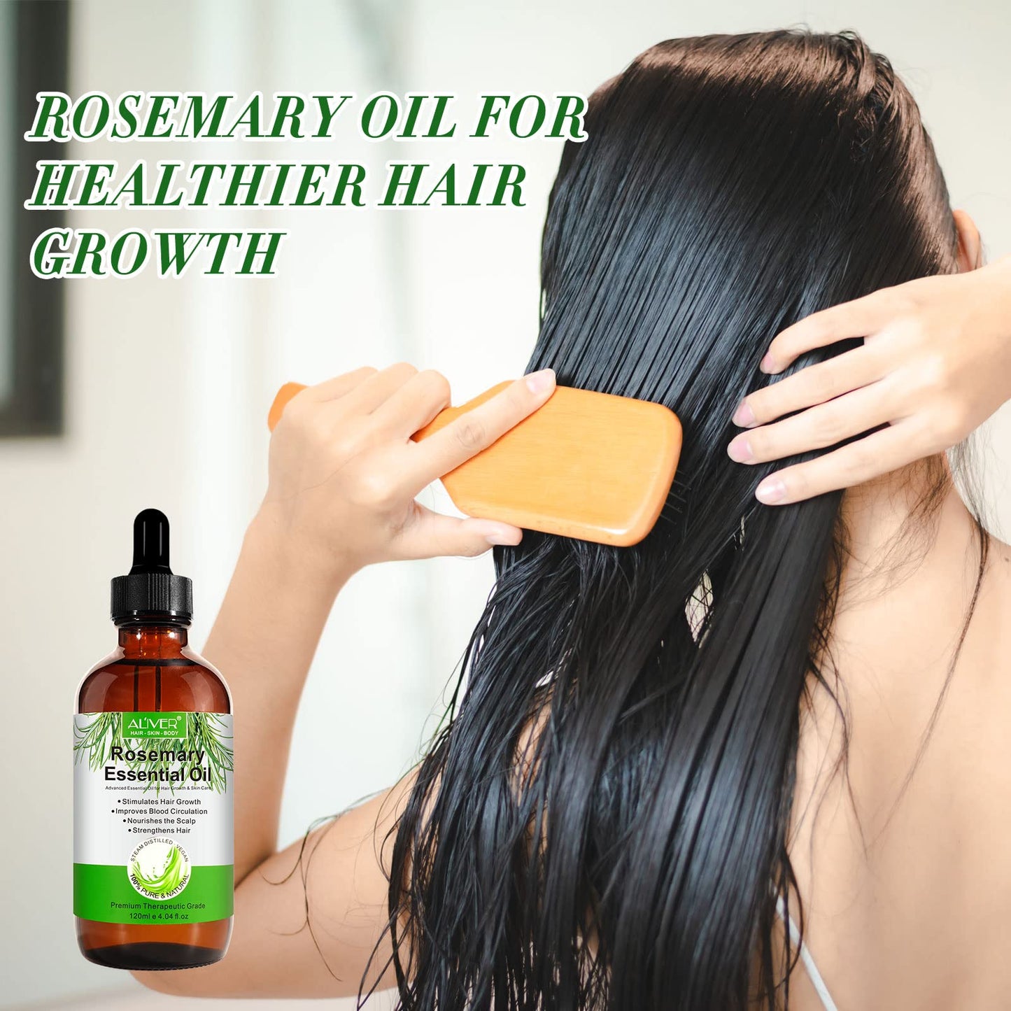 Rosemary Oil for Hair Growth & Skin Care 120 ML, Hair Loss and Hair Regrowth Treatment, Stimulates Hair Growth, Improves Blood Circulation for Men and Women 4.04 Oz