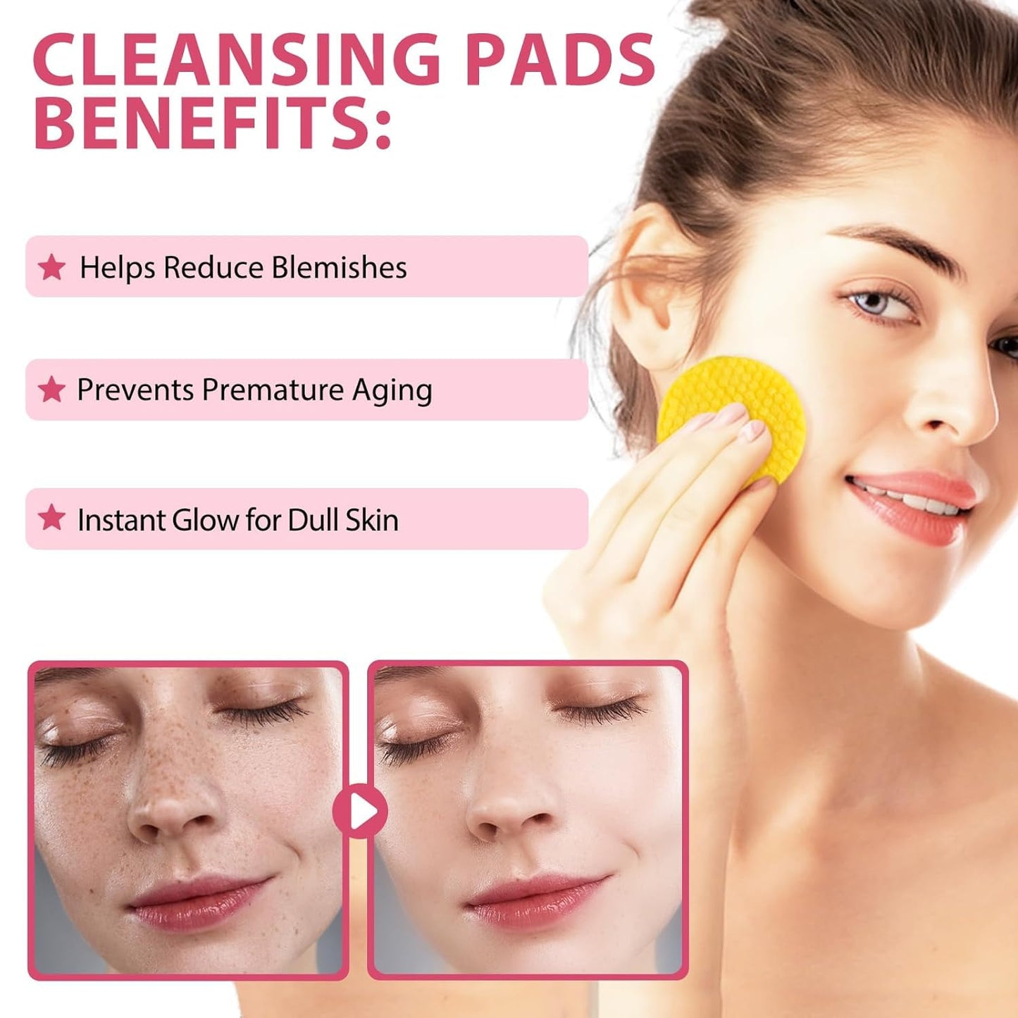 Frovetani Turmeric Cleansing Pads, Kojic Acid & Turmeric Cleansing Pads, Turmeric Pads Infused Cotton Exfoliating Pads, Turmeric Kojic Pads for Face, Helps Balance Skin Oil (40P)
