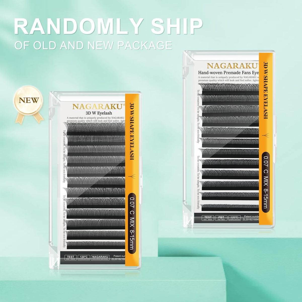 NAGARAKU Eyelash Extensions Cluster 3D Volume Lashes Hand Woven Long Stem 0.07mm D Curl 8-14mm Mix Matte Black Premade Fans 3 Tips False Eye Lash Extension