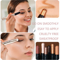 Glitter Eyeshadow Metallic Eye Shadow Stick,Pearl Shimmer Dual-Ended Eyeshadow Eye Brightener Highlighting Pen,High Pigmented,Cruelty Free,Smooth Easy To Color For Sensitive Eyes Makeup (#03)