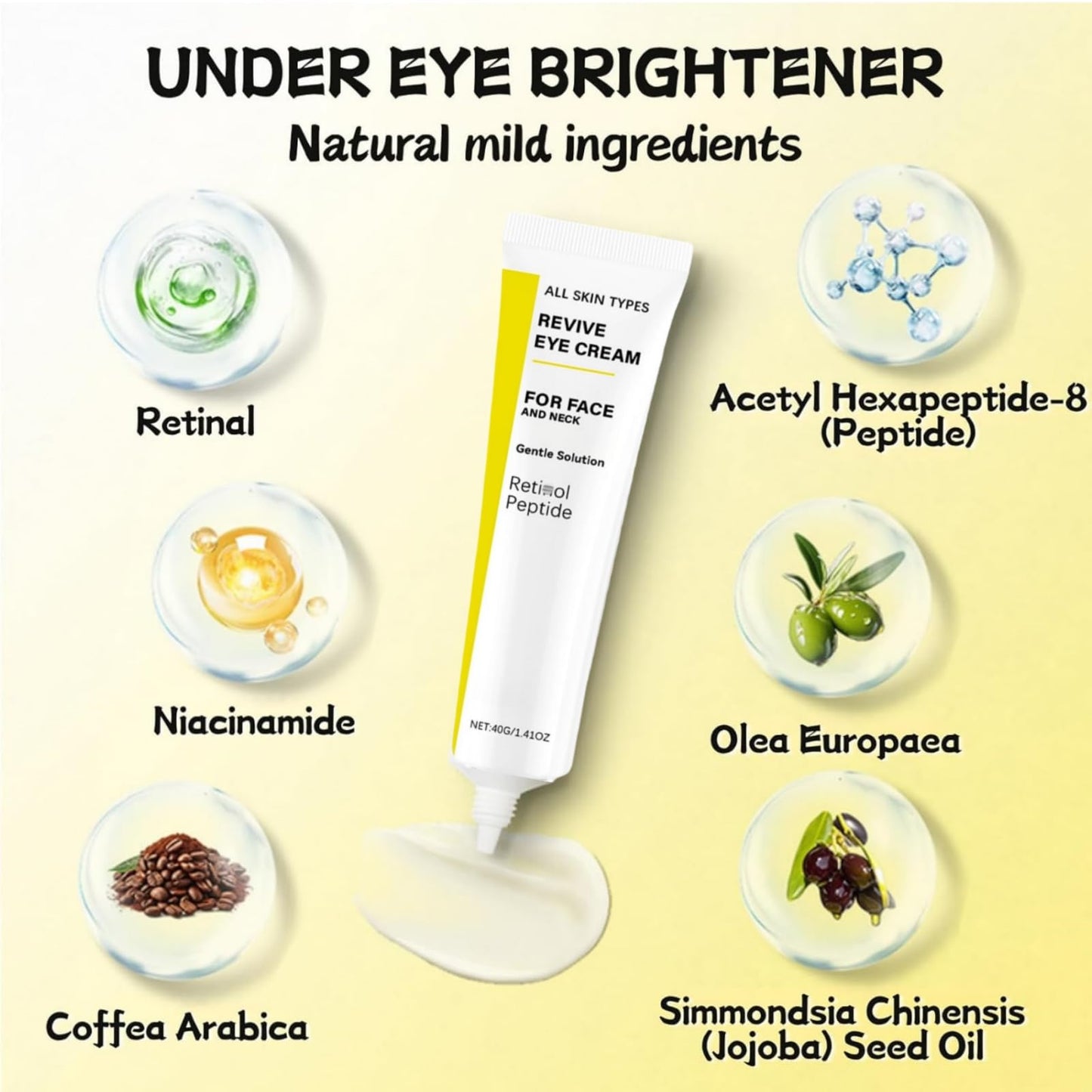 Yoowan Ret-Inol Eye Cream For Face And Neck,Ret-Inol Eye Cream,Reti-Nol Firming Serum,Reti-Nol Ey-E Serum,Anti-Aging Lotion,Under Eye Brightener,For Dark Circles And Puffy Eyes,Reduce Fine Lines