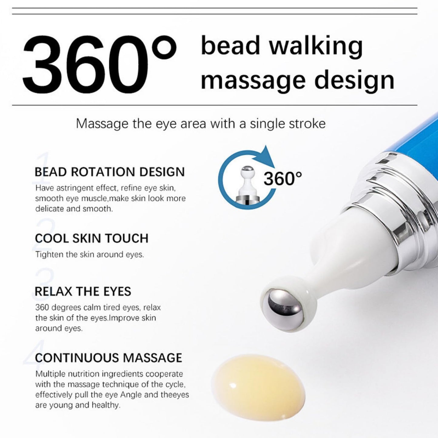 Trendyfave 5% Caffeine Eye Serum Roller, Under Eye Cream For Dark Circles And Puffiness, Eye Serum Anti Aging With 360° Massage Ball Reduce Eye Bags, Under Eye Serum Reduce Wrinkles And Fine Lines