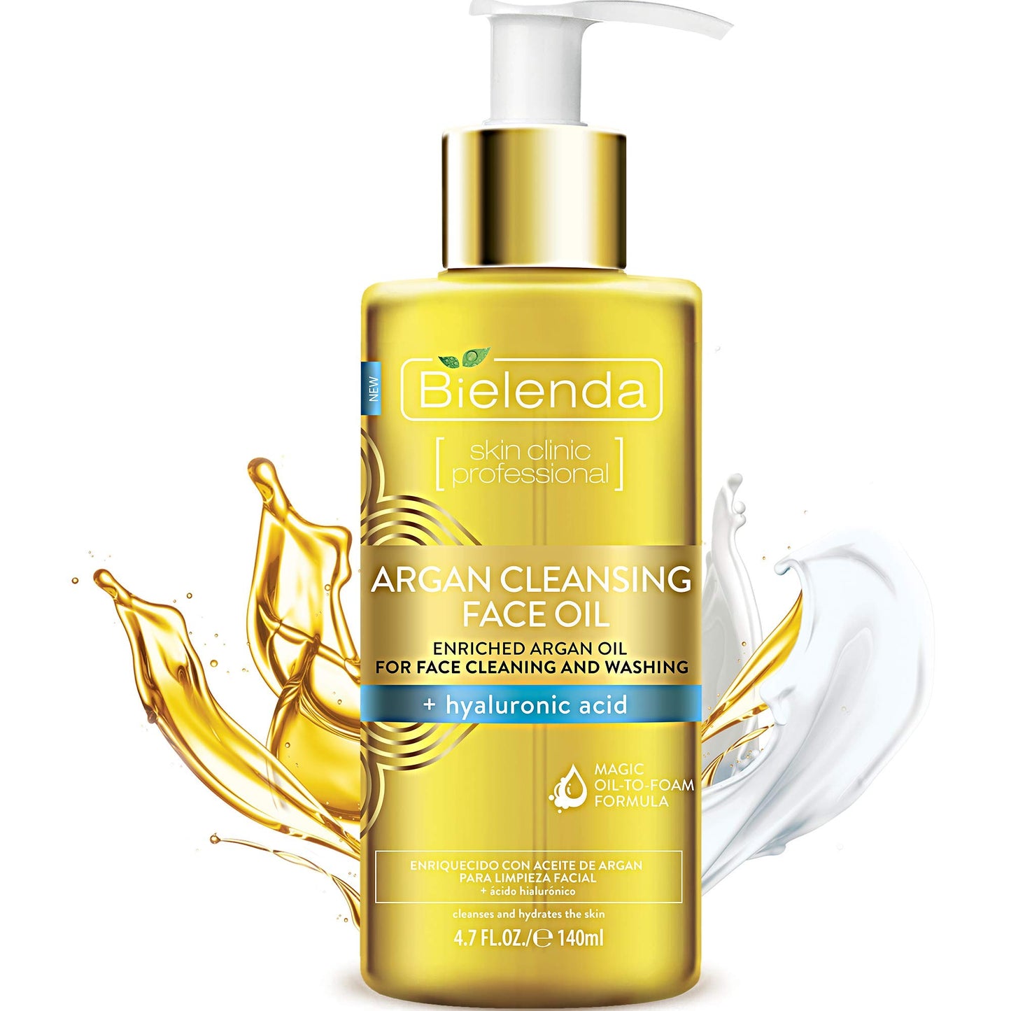 Bielenda Skin Clinic Professional Gentle Cleaning - Washing Light Argan Face Oil, Hyaluronic Anti-Age, Anti-Wrinkles