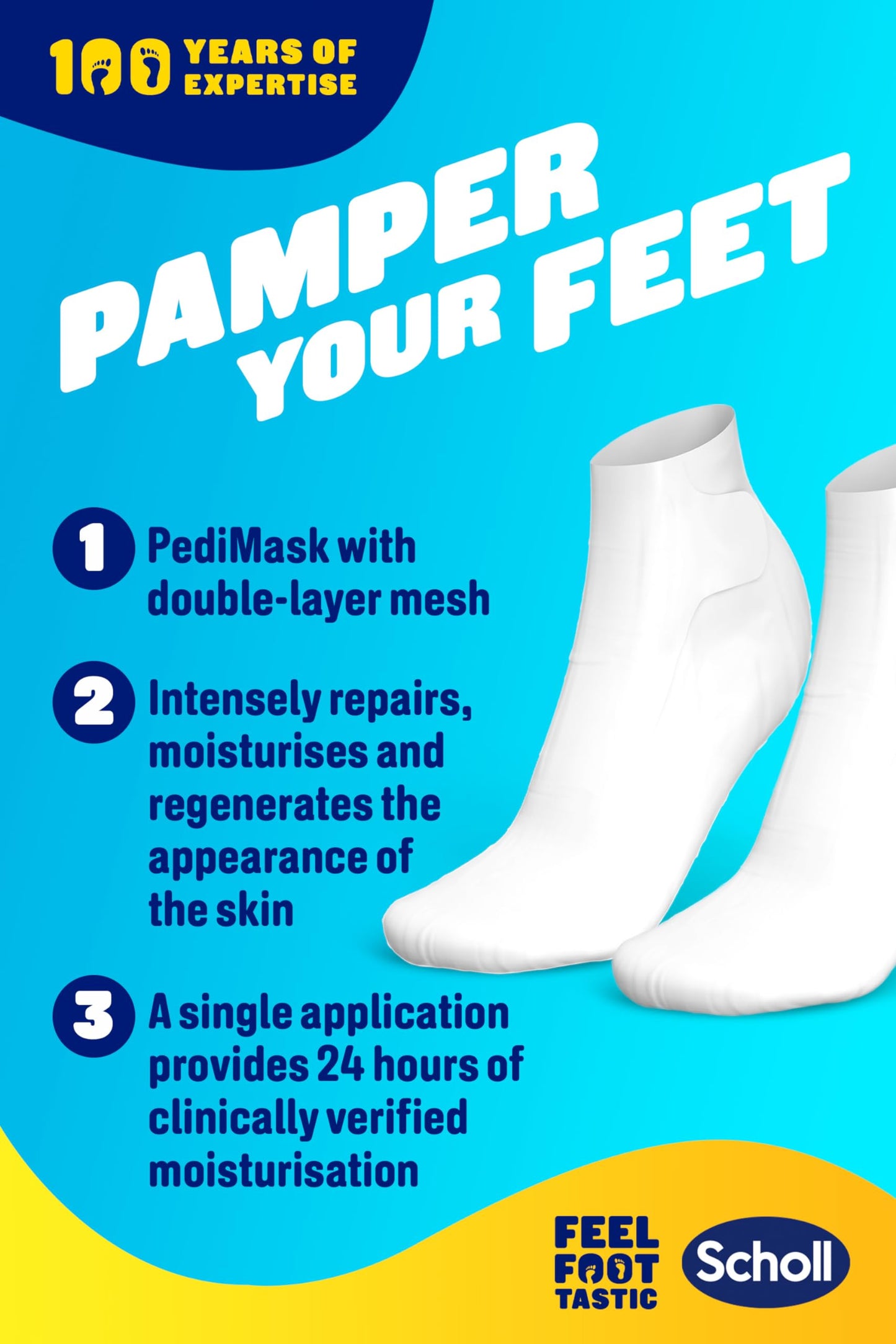 Scholl PediMask for Soft Feet, Deep Moisturising Pedicure Foot Mask with Manuka Honey, Urea and Shea Butter, Clinically Proven for Softer Feet
