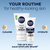 NIVEA MEN Sensitive Skin & Stubble Gel Moisturiser (50ml), Men's Face Cream for Daily Use, Gel Moisturiser with Vitamin E, Provitamin B5 and Chamomile Extract