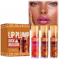 Siyinzu 3PCS Duck Plumping Lip Gloss,Plump Lip Gloss,Plumping Lip Oil,Lip Plumping Lip Gloss,Long Lasting Lip Plumper,Non-Sticky Lip Plumper Gloss,Moisturizing Lip Plumping Gloss,Lip Gloss Sets for Women,B