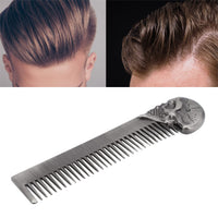 Skull Beard Comb Pocket Beard Comb Zinc Alloy Skull Pattern Hair Styling Mustache Sha Oil Hair Comb Silver (Silver)