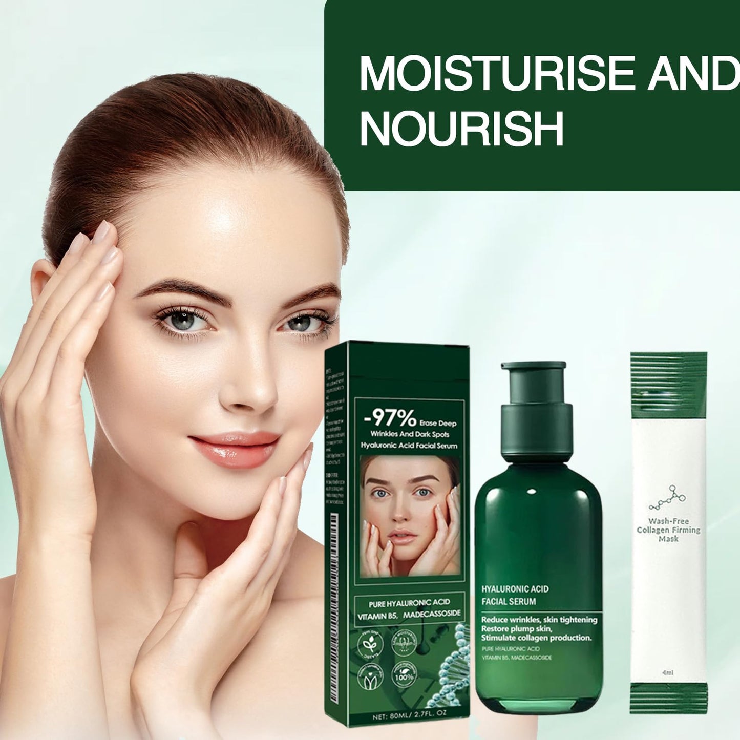 Xumann Skin Firming Rejuvenating Serum, Refreshing and Non Sticky with 1PCS Fine Lines Reducing Mask