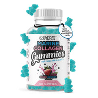 ONYX INGREDIENTS 101 Onyx Marine Collagen 2200mg with Hyaluronic Acid & Biotin - High Strength Collagen Supplements for Women & Men - 60 Vegan Gummies