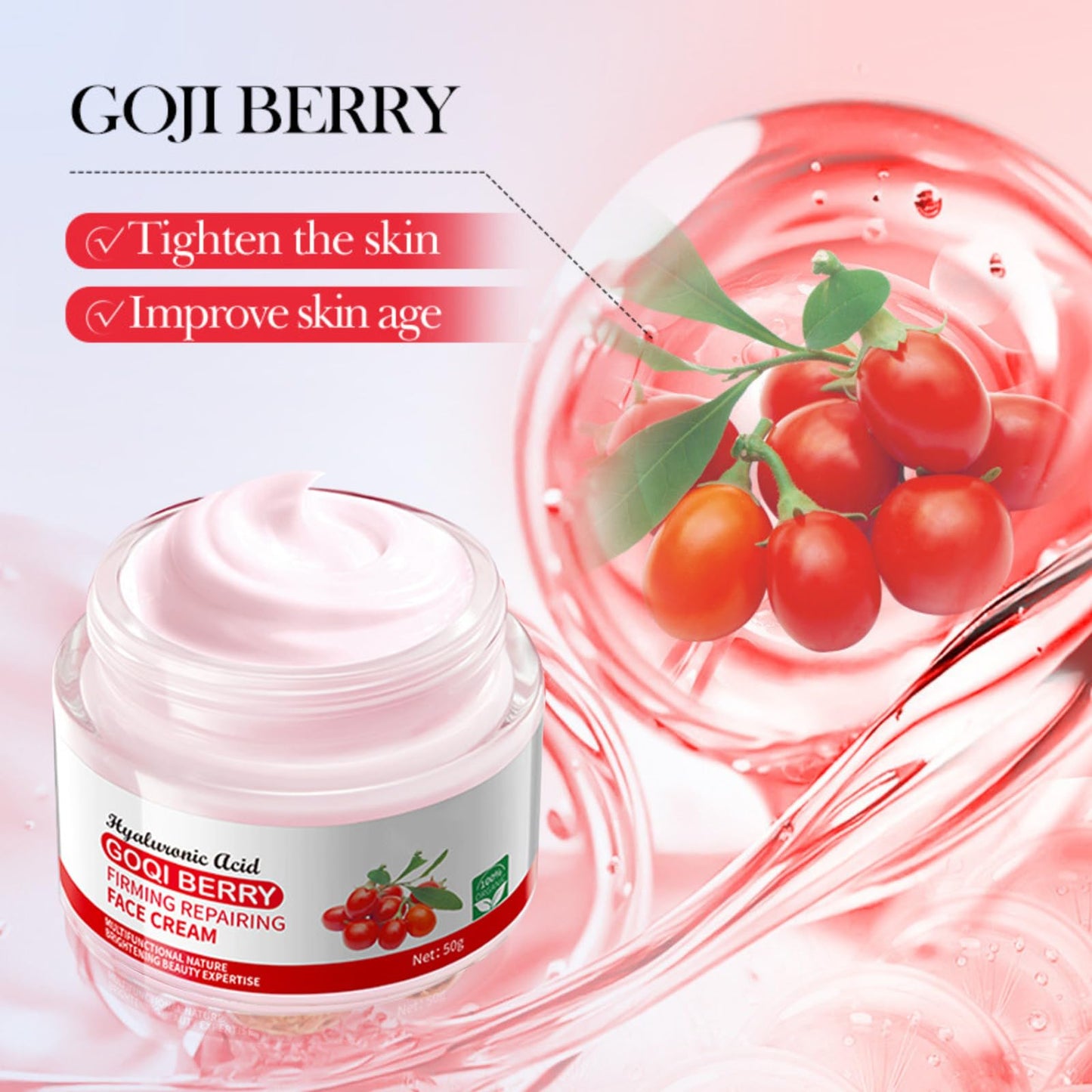 ISBEAUSOLS Go-ji Berry Facial Cream for Wrinkles,Go-ji Berry Anti-Aging Facial Cream for Skin,Goji Be-rry Face Cream with Retinol & Hyaluronic Acid,Skin Tightening Cream for Face,Day and Night Repair Creams