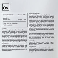 Ov OXFORD VITALITY Vitamin C Tablets | 1000mg Supplements for General Health, Energy & Collagen Production | Oxford Vitality