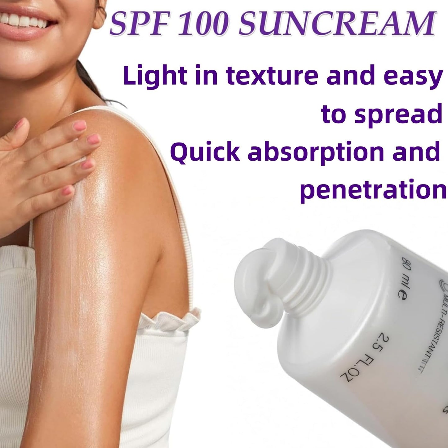 Yoowan Spf 100 Sunscreen,Sun Cream Spf 100,High Factor Sun Cream Sp-F 100,Pa+++,Light Uv Protetion Sunscreen For Face&Body,Long-Lasting Hydration,Water And Sweat Resistant,Refreshing,Non Greasy&Non Sticky