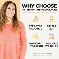 Inspiriko Marine Collagen Powder for Women - Marine Collagen with Hyaluronic Acid, Vitamin C, Biotin & MSM. Hydrolyzed Collagen Peptides Powder. 30 Servings
