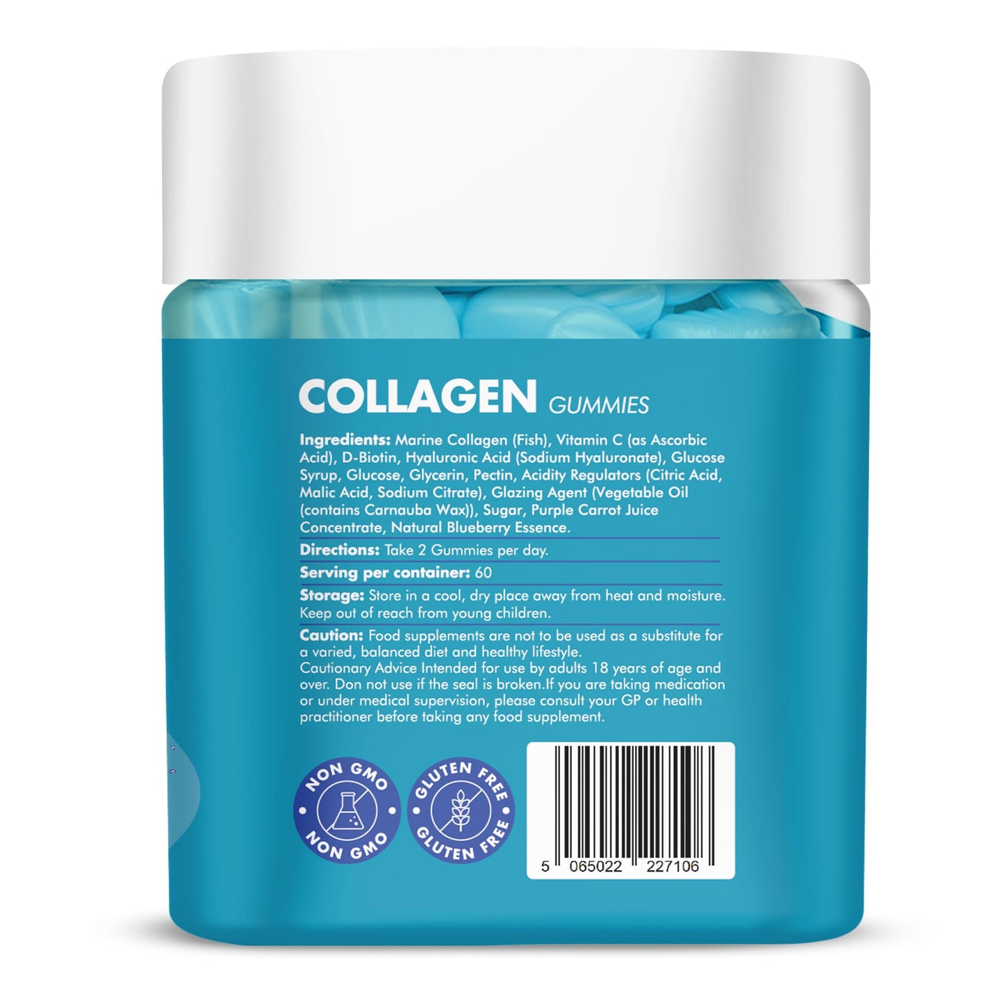 Marine Collagen Gummies - Hydrolysed Collagen Peptides with Biotin, Hyaluronic Acid & Vitamin C - Collagen Supplements for Women and Men - 120 Gummies. Collagen for Skin, Hair & Nails 2 Months Supply