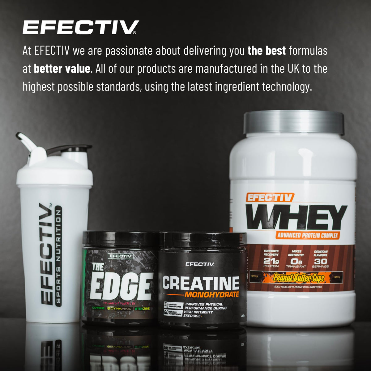 EFECTIV Efectiv Creatine Monohydrate Powder - 100% Pure Unflavoured Micronised Bulk Creatine for Solubility & Absorption - 60 Servings (300g) - Supports Strength, Muscle Gain & Performance