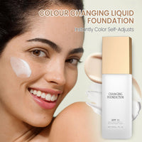 BloomBelle Colour Changing Mature Skin Foundation with Brush, Colour Changing Foundation Full Coverage, Tinted Sunscreen SPF15, Liquid Makeup Base, One Step Concealer Cream, Matches Fair To Medium Tones