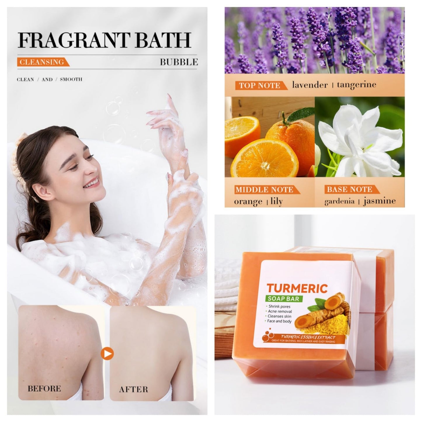 Turmeric Soap Bar For Help Reduce Acne Breakouts,Even Out Skin Tone,Brightening,Reduce The Appearance,Deep Cleaning