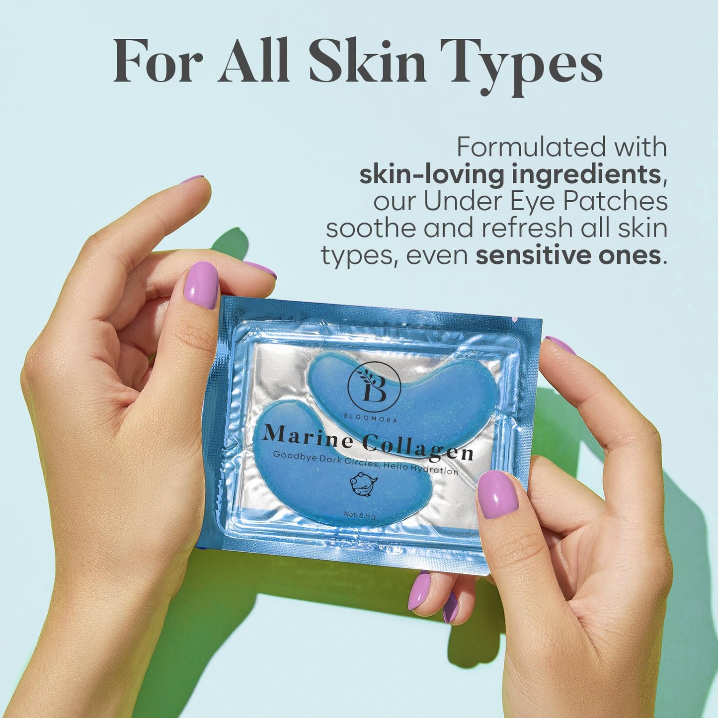 BLOOMORA Under Eye Gel Patches - Marine Collagen Under Eye Patches for Puffy Eyes & Dark Circles - Hyaluronic Acid + Collagen Gel Pads for Reducing Appearance of Puffiness & Hydration - 30 Pairs