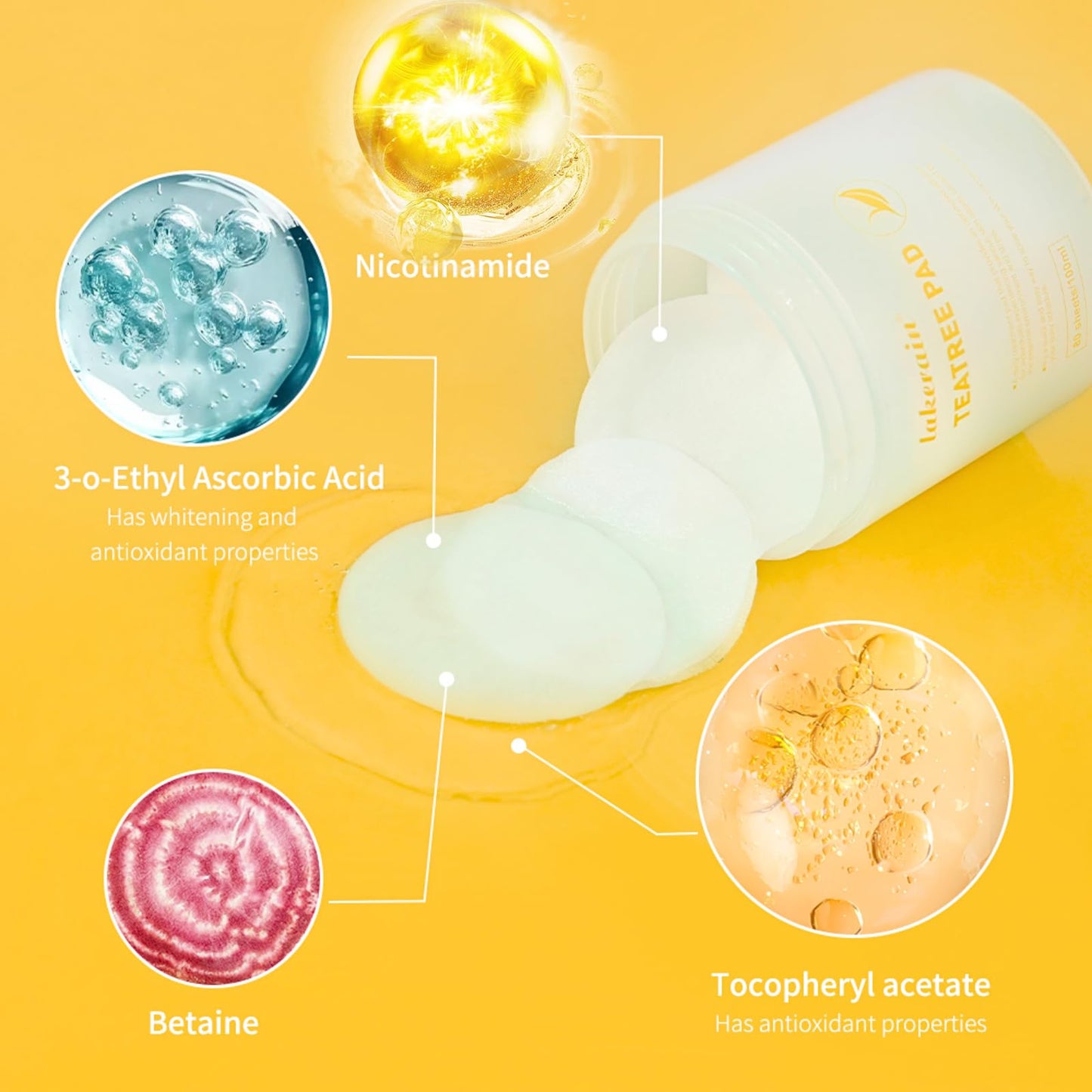 IZBEAUVO Vitamide Brightening Toner Pads, 80 Toner Face Wipes - Vegan Face Hypoallergenic Face Pads With Niacinamide, Sea Buckthorn - Radiance Boost Pads For Clear, Illuminate Skin (Orange-Vitamin)