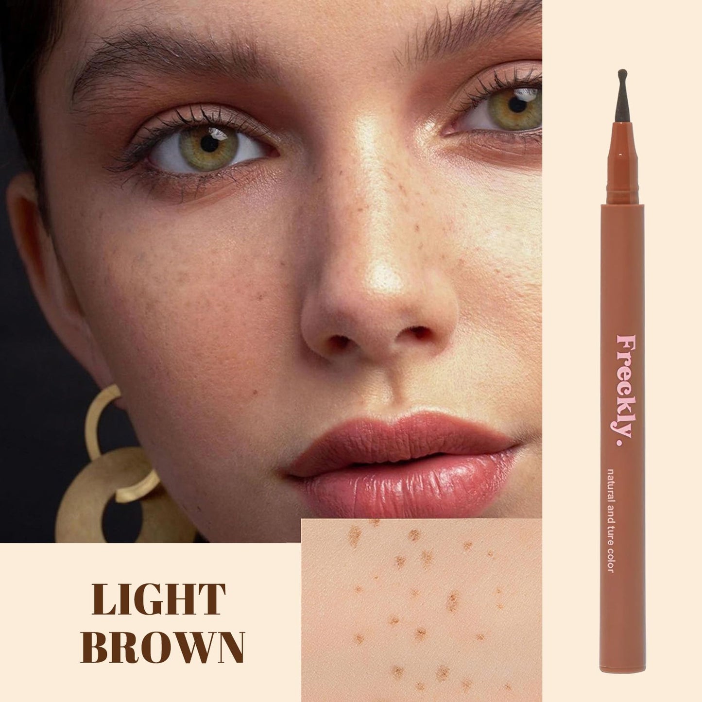 Waterproof Freckle Pen – Natural, Realistic Faux Freckles with Felt Tip Applicator. Quick-Drying, Long-Lasting, Skin-Friendly Makeup for Effortless Freckle Looks (Light Brown)