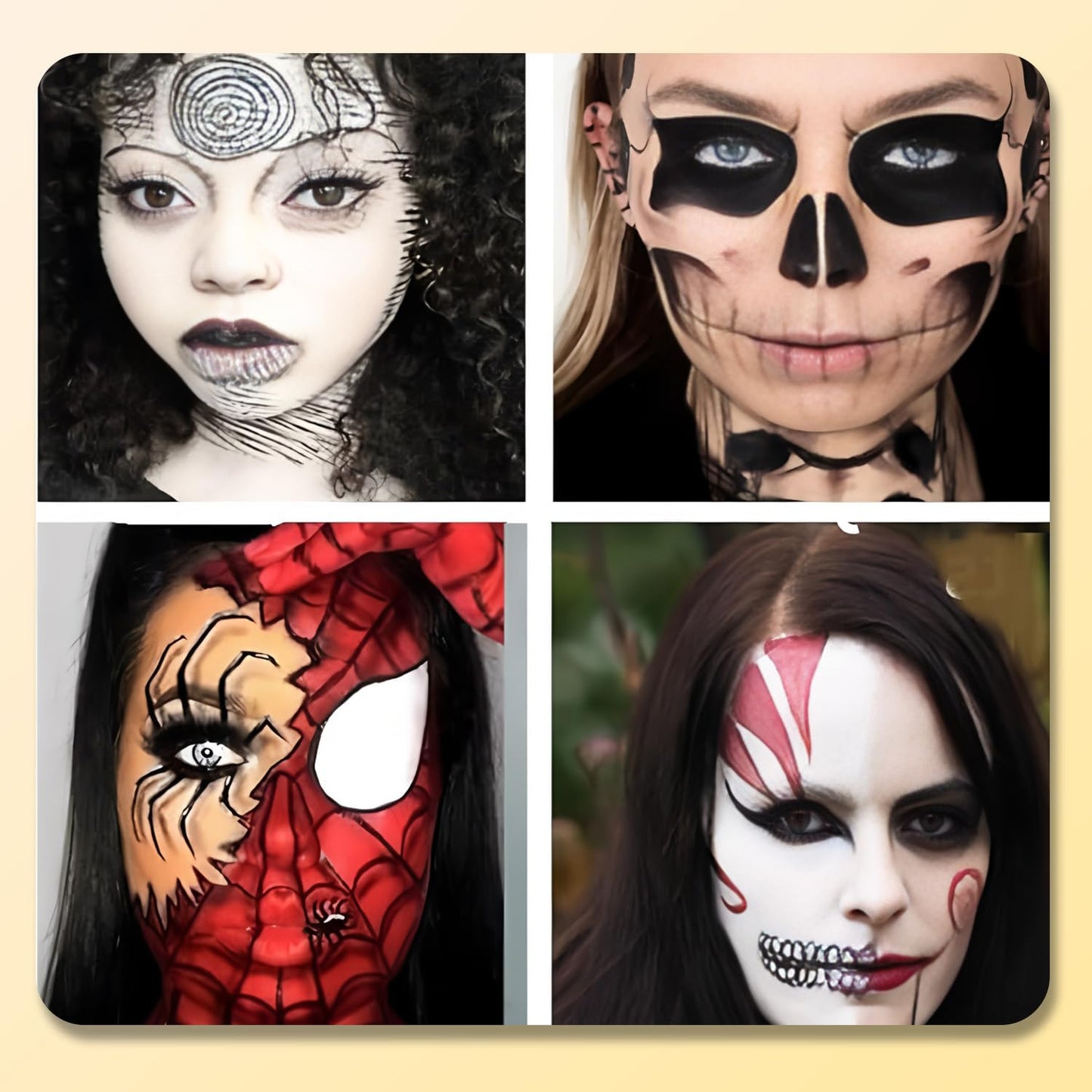 Generic Face & Body Paint Kit – Black Red Gray-White Bruise Wheel – 6 Blendable Shades – With Brush – Water & Oil Based – Easy On & Off – Non-Toxic Halloween & Cosplay Makeup for Kids & Adults (#05)