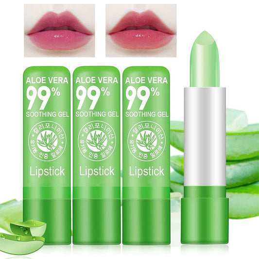 Tongyend Lip Balm Set,Aloe Vera Lipstick,3PCS Magic Temperature Colour Changing Lip Gloss,Long-Lasting Moisturising Nutritious Cream,Lip Plumper Makeup Set