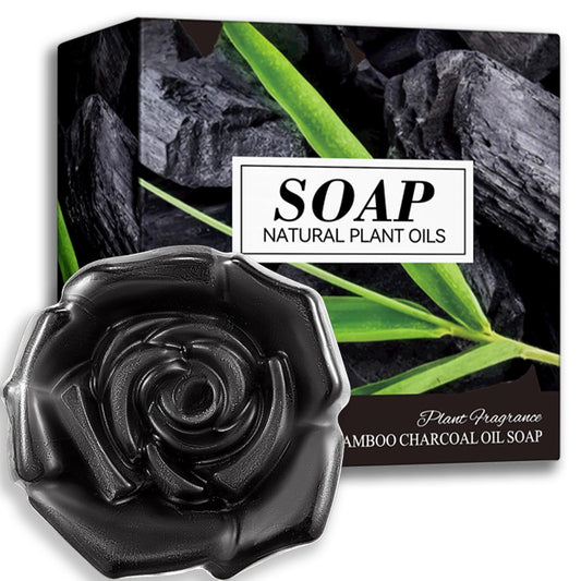 YUYUE-YY Bamboo Charcoal Soap Handmade Soap Bar Natural Soap, Facial Soap Bar Cleanser Suitable for All Skin Types, Deep Cleansing Face & Body Cleansing, Hydrating Moisturising Exfoliating Vegan&Residue-Free