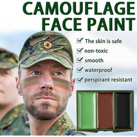 Fankayi 3 Color Camo Face Paint,Army Face Paint,Long Lasting Paint,Face Paint Palette,Waterproof Face Paint,Camouflage Makeup for Face,Suitable for Military Training & Outdoor Survival (Black/Brown/Green)